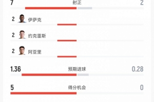 土耳其vs美国-10-瑞典5-1突尼斯数据：射门13比6、射正7比2、进球机会5比0